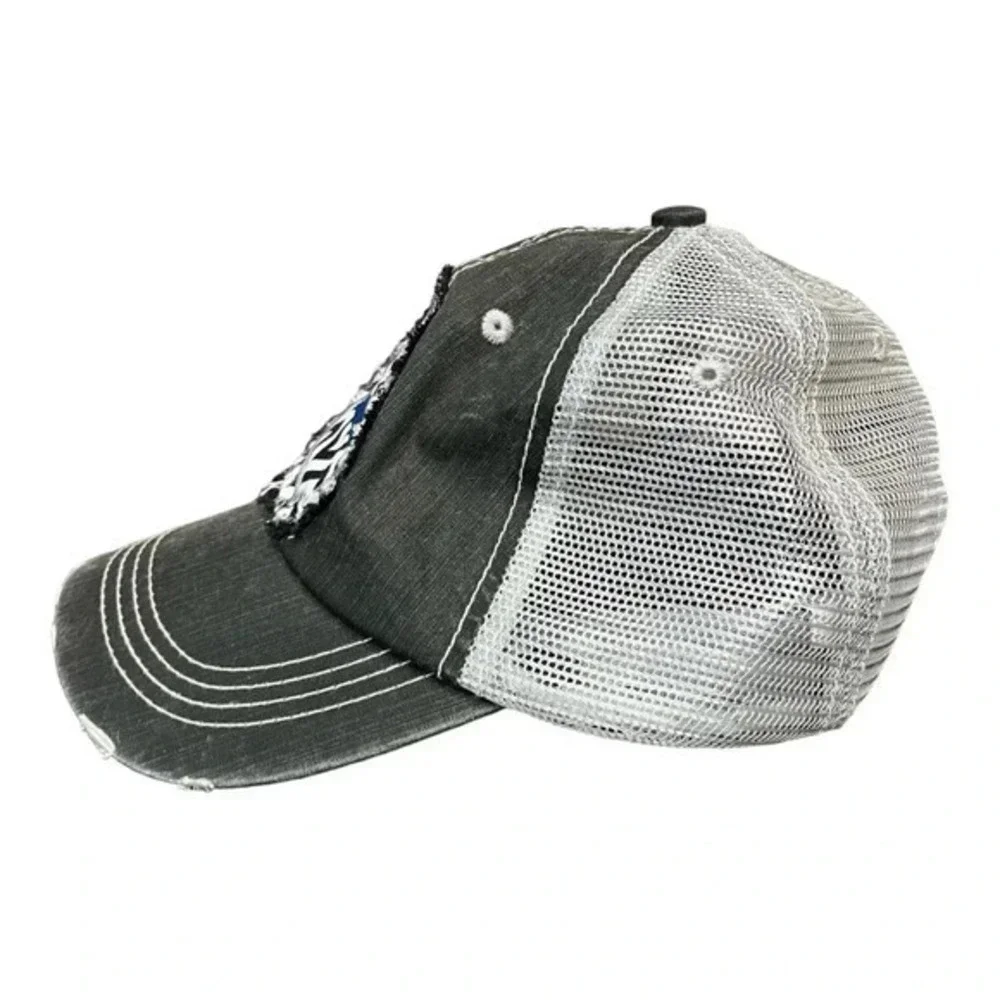 Georgia State Patch Trucker Hat Unisex OSFM Gray Distressed Mesh Cap‎
